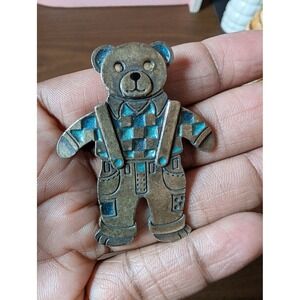 Vintage NEWPRO Enamel Teddy Bear Pin Pewter Collectible Jewelry